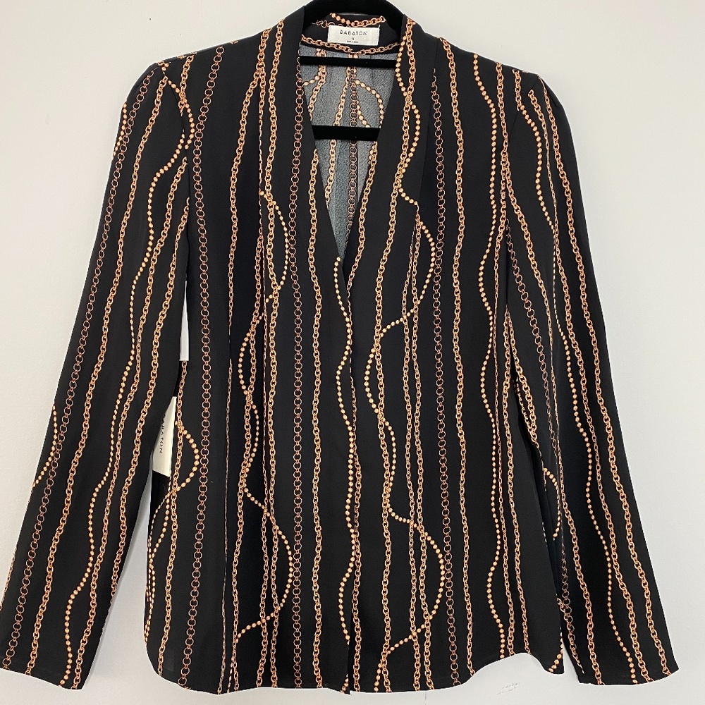 NWT Aritzia Babaton Power Blouse Satin Long Sleeve